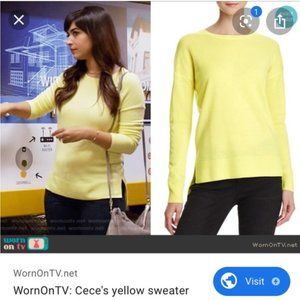 Aqua High low crewneck cashmere sweater dandelion | M